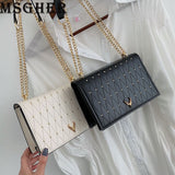 MSGHER Mini Shoulder Bags Women Plaid Chain Small Square