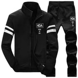 ASALI Mens Tracksuit Spring 3D Print Pleated Hoodies Pant Suit
