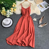Fitaylor Sexy Spaghetti Strap Long Dress Women Elegant Backless Dresse