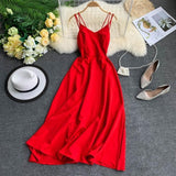 Fitaylor Sexy Spaghetti Strap Long Dress Women Elegant Backless Dresse