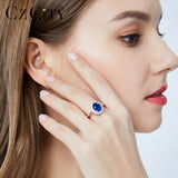 CZCITY Princess Diana William Kate Gemstone Rings Sapphire Blue