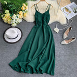 Fitaylor Sexy Spaghetti Strap Long Dress Women Elegant Backless Dresse