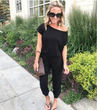 Women Bodysuits One-Shoulder Wide Leg Jumpsuit Party Trousers Jumpsuit