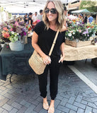 Women Bodysuits One-Shoulder Wide Leg Jumpsuit Party Trousers Jumpsuit