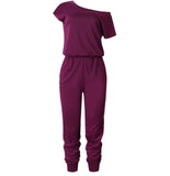 Women Bodysuits One-Shoulder Wide Leg Jumpsuit Party Trousers Jumpsuit