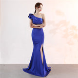 One-shoulder Sleeveless Floor-length  long Party Gowns