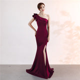 One-shoulder Sleeveless Floor-length  long Party Gowns