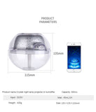 USB Crystal Night Lamp Projector 500ml Air Humidifier Aroma Diffuser