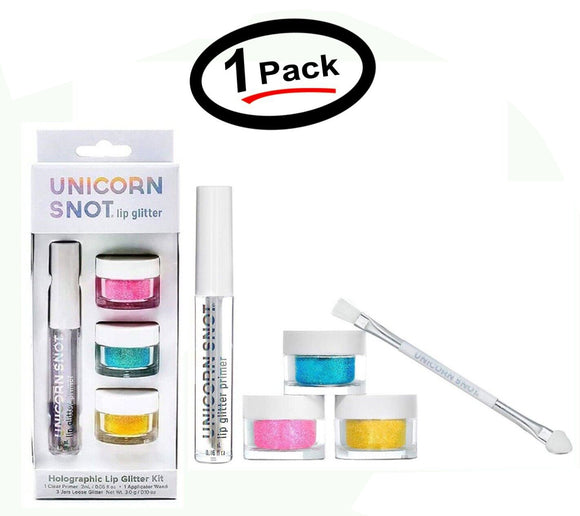 (1 Pack) Unicorn Snot Hi Def Glitter Kit, Lip Gloss, Eyeshadow, Primer + 3 Color