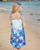 Girls Floral Boho Beach Dress with Necklace Gift Summer Wear