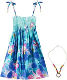 Girls Floral Boho Beach Dress with Necklace Gift Summer Wear