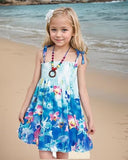 Girls Floral Boho Beach Dress with Necklace Gift Summer Wear