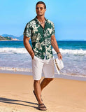 Men's Short-Sleeve Hawaiian Botanical Flower Print Shirt
