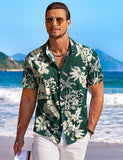 Men's Short-Sleeve Hawaiian Botanical Flower Print Shirt