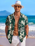 Men's Short-Sleeve Hawaiian Botanical Flower Print Shirt