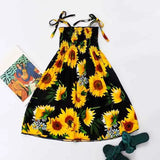 Girls Floral Boho Beach Dress with Necklace Gift Summer Wear