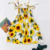 Girls Floral Boho Beach Dress with Necklace Gift Summer Wear