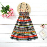 Girls Floral Boho Beach Dress with Necklace Gift Summer Wear