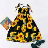 Girls Floral Boho Beach Dress with Necklace Gift Summer Wear