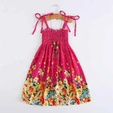 Girls Floral Boho Beach Dress with Necklace Gift Summer Wear