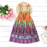 Girls Floral Boho Beach Dress with Necklace Gift Summer Wear