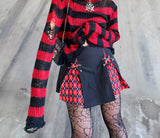 Women’s Goth Striped Sweater Y2K Grunge Emo Pullover Top