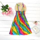 Girls Floral Boho Beach Dress with Necklace Gift Summer Wear
