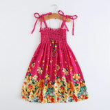 Girls Floral Boho Beach Dress with Necklace Gift Summer Wear