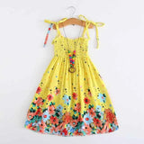 Girls Floral Boho Beach Dress with Necklace Gift Summer Wear