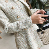 BLLOCUE 2024 Autumn Runway Tweed 2 Piece Set Dress Designer Winter Women White Short Jacket Coat + Mini Tank Tassel Wool Suits