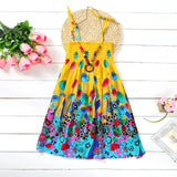 Girls Floral Boho Beach Dress with Necklace Gift Summer Wear
