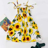 Girls Floral Boho Beach Dress with Necklace Gift Summer Wear