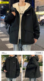 Berber Fleece Outerwear Men's  Winter Fleece-lined Thickened Casual Loose Hood Jacket Boys Double-Sided Wear Winter clothes Cotton-Padded Coat