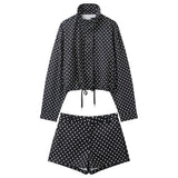 Women's Polka Dot Turtleneck Zipper Jacket with Pockets