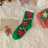 Christmas coral fleece warm and thick winter socks snowman floor socks