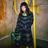 Women’s Goth Striped Sweater Y2K Grunge Emo Pullover Top
