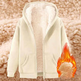 Winter Jacket Women'S Warm Fleece Jacket Winter Sweat Jacket With Hood Elegant Plain