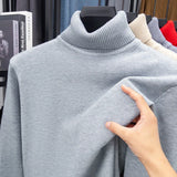 Men's High-Neck Knitted Turtleneck Slim-Fit Long-Sleeve Anti-pilling Casual Elegant Plain Sweater