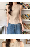 AOSSVIAO 2026 Korea Knitted Vests Women Top O-neck Solid Tank Blusas