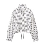 Women's Polka Dot Turtleneck Zipper Jacket with Pockets