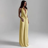 Women's Deep V Neck High Slit Backless Maxi Dress for Summer