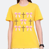 Women's Polyester T-shirt w/ Colorful Ribbon and Bow Pattern