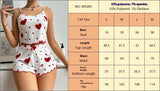 Women's Love Print Pajama Set Soft Tank Top Shorts S-XL