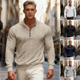 Men’s Stand Collar Half-Zip Sweatshirt – Warm Long Sleeve Pullover