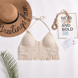 Bohemian Style Top Chest Cushion Neck Hanging Design's Tank Tops Bare Back Sexy  Beach Little Suspender Women's T-shirt