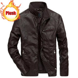 Men Autumn Winter Leather Jacket Coat Men's Retro Stand Collar Motorcycle Warm Fleece PU Leather Jacket for Men Clothes MY497