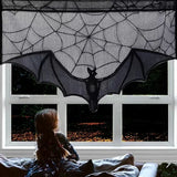 Black Bat Lace Halloween Tablecloth & Fireplace Mantel Scarf Cover