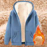 Winter Jacket Women'S Warm Fleece Jacket Winter Sweat Jacket With Hood Elegant Plain