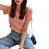 Summer Trendy Short Sleeve T-Shirt Women Slim Fit Top