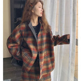 Korean Version British Style Patterned Midi Skirt 2024 Women's Autumn New Item Slimming Jacket Top Short Skirt Two-piece Set